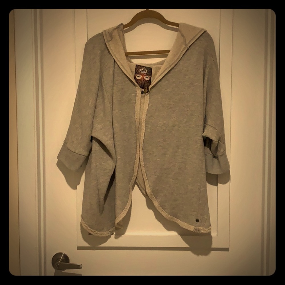 Cotton sweatshirt jacket w hood